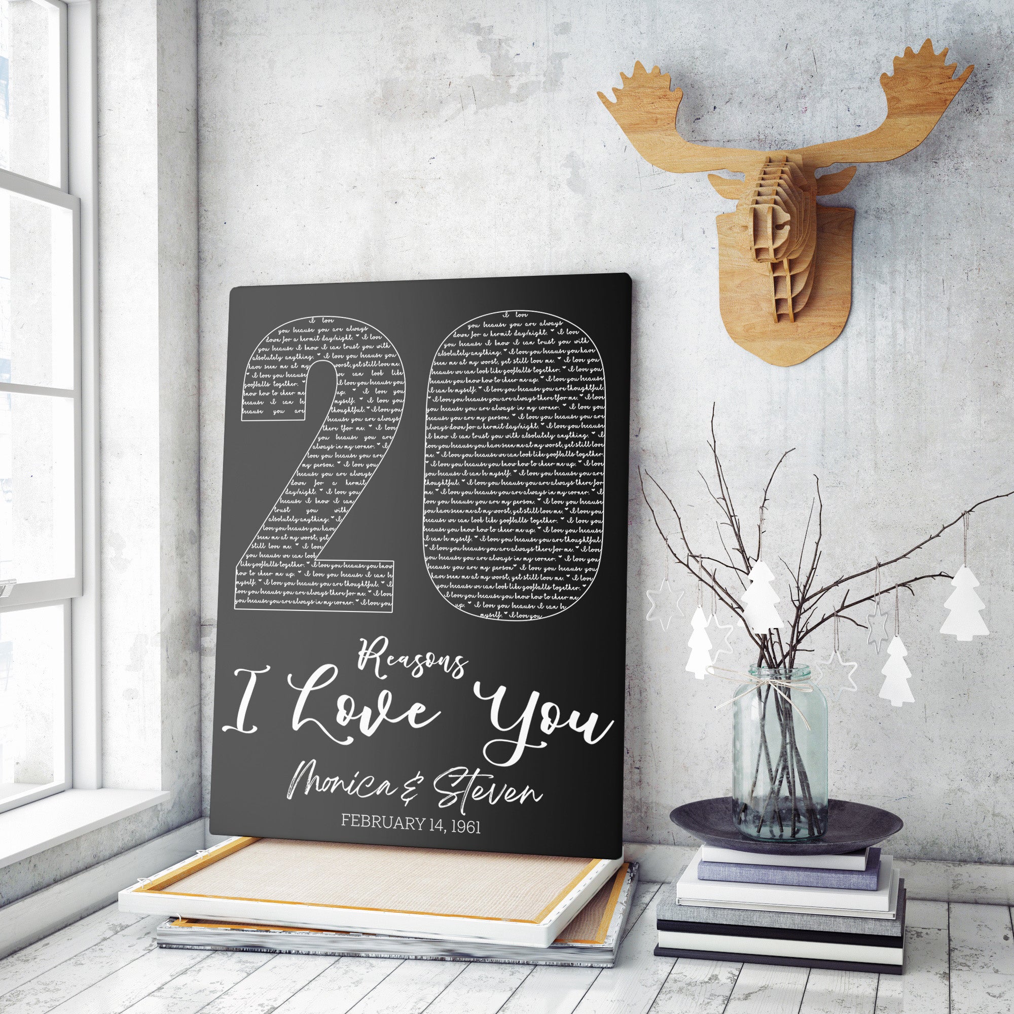 20th Anniversary Gift Canvas, Custom 20th Anniversary Sign Canvas