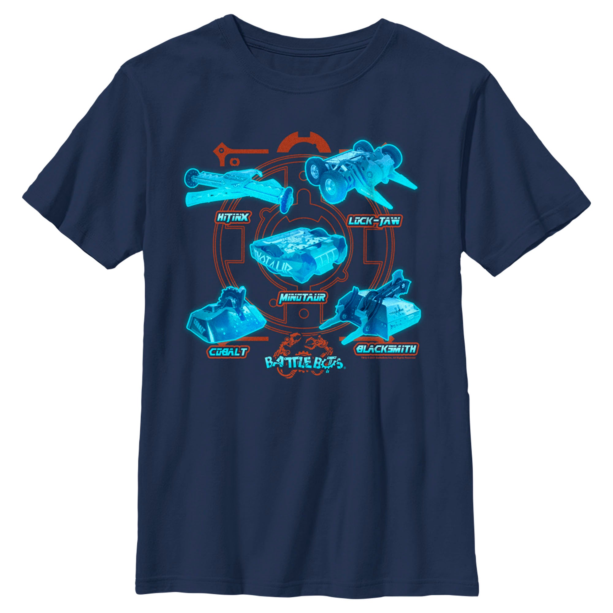 Boy’S Battlebots Blue Neon Robots T-Shirt