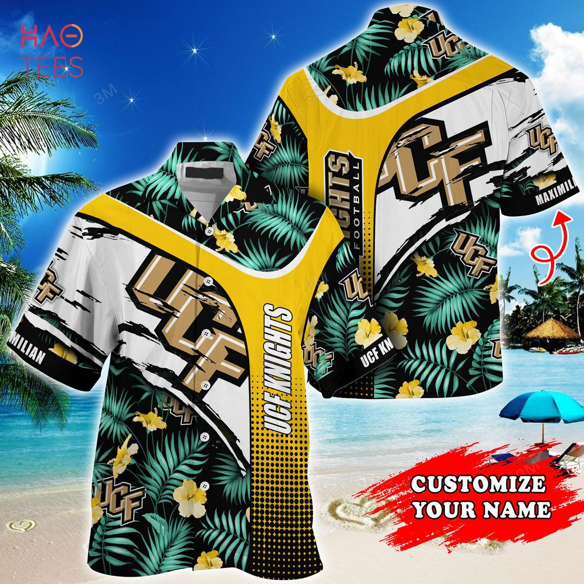 NCCA Ucf Knights Custom Name Green Gold Trendy Hawaiian Shirt Aloha Shirt