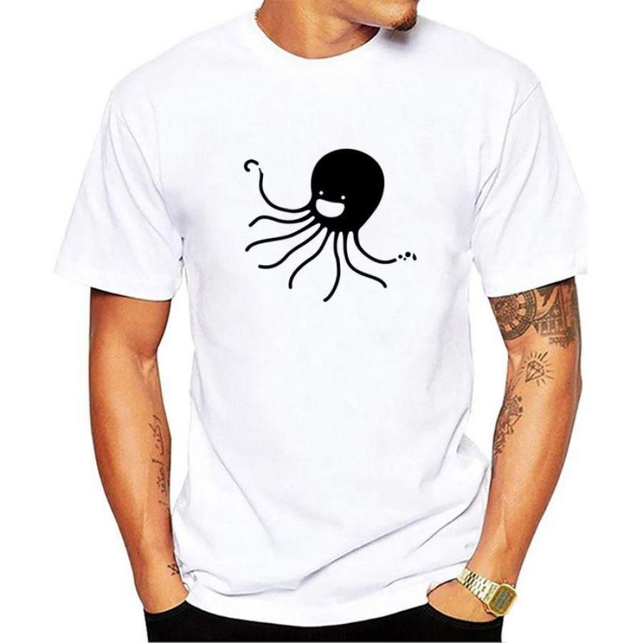 Octopus Casual Short Sleeve Men Summer T-shirts Male Funny Print T Shirt Round Neck Tees