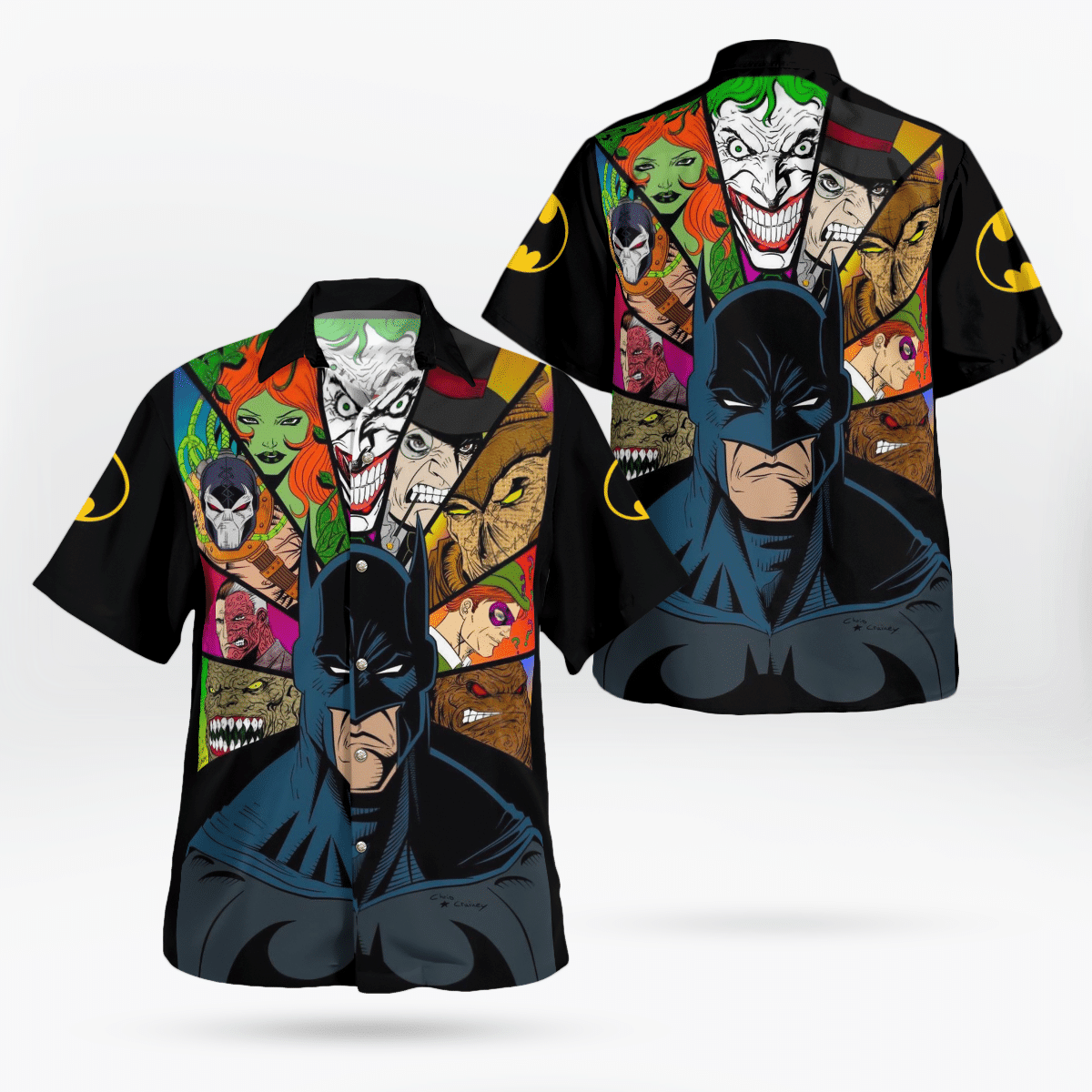 Batman Animated And Villain Face For Man And Woman Print Short Sleeve Hawaiian Shirt Y97