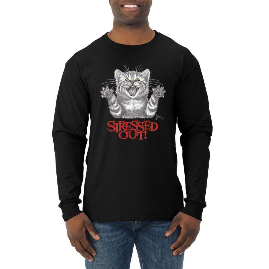 Stressed Out! Animal Lover Mens Long Sleeve Shirt