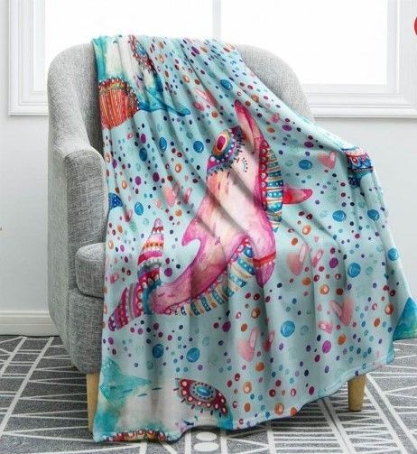 Dolphin Cla2612549F Sherpa Fleece Blanket