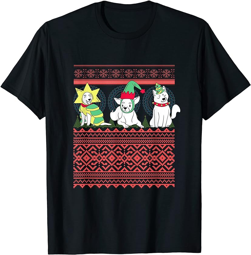 Ugly Christmas Dog With Christmas Hats Design Santa Dog Love T-Shirt