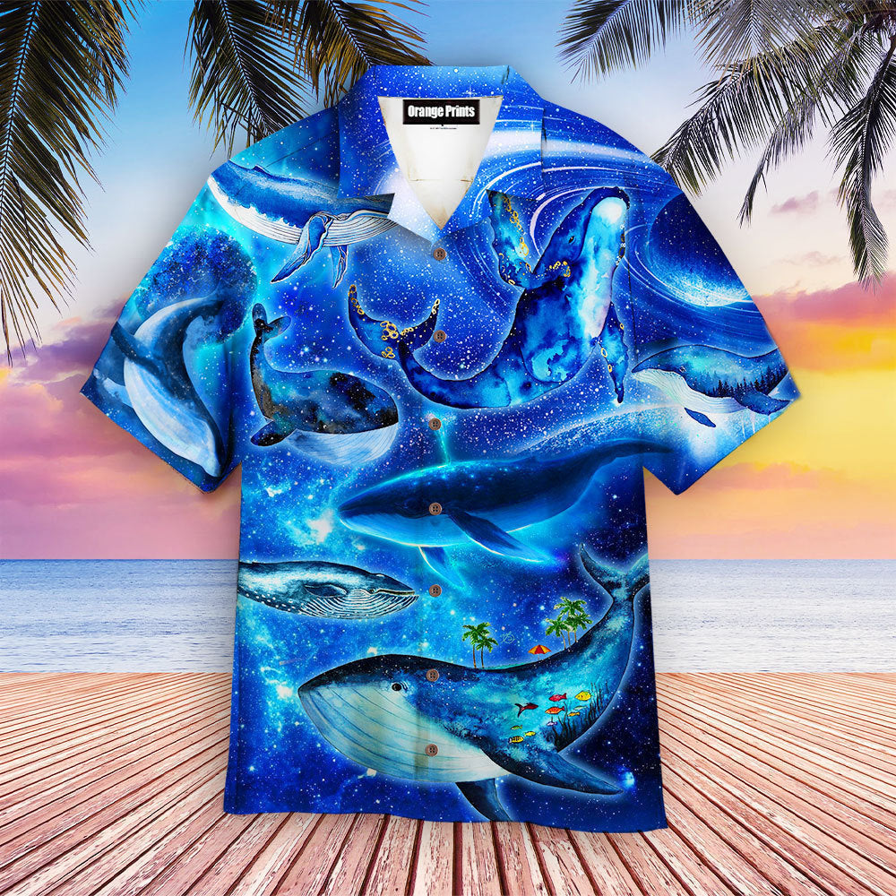 Whales Dancing In The Melody Of The Blue Sea Neon Aloha Hawaiian Shirts For Men & For Women | Wt4086