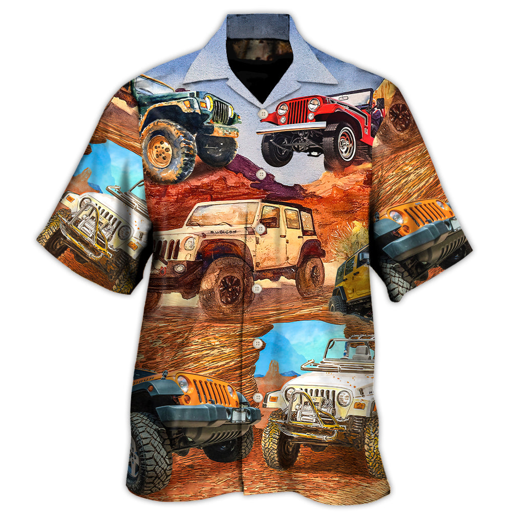 Jeep In The Desert Vintage Art Style Hawaii Shirt Ha99562