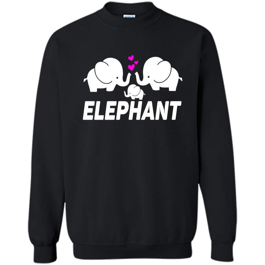 Men_s Women_s T Shirt Three Elephants Family Printed Crewneck Pullover Sweatshirt 8 oz