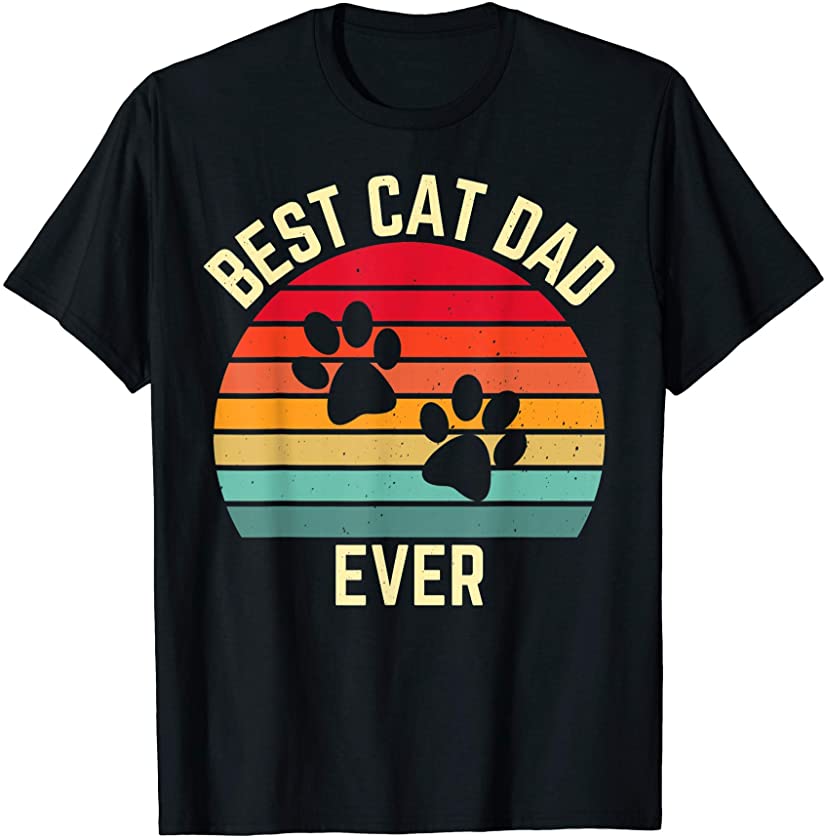 vintage retro sunset best cat dad ever kitten lovers gift T-Shirt