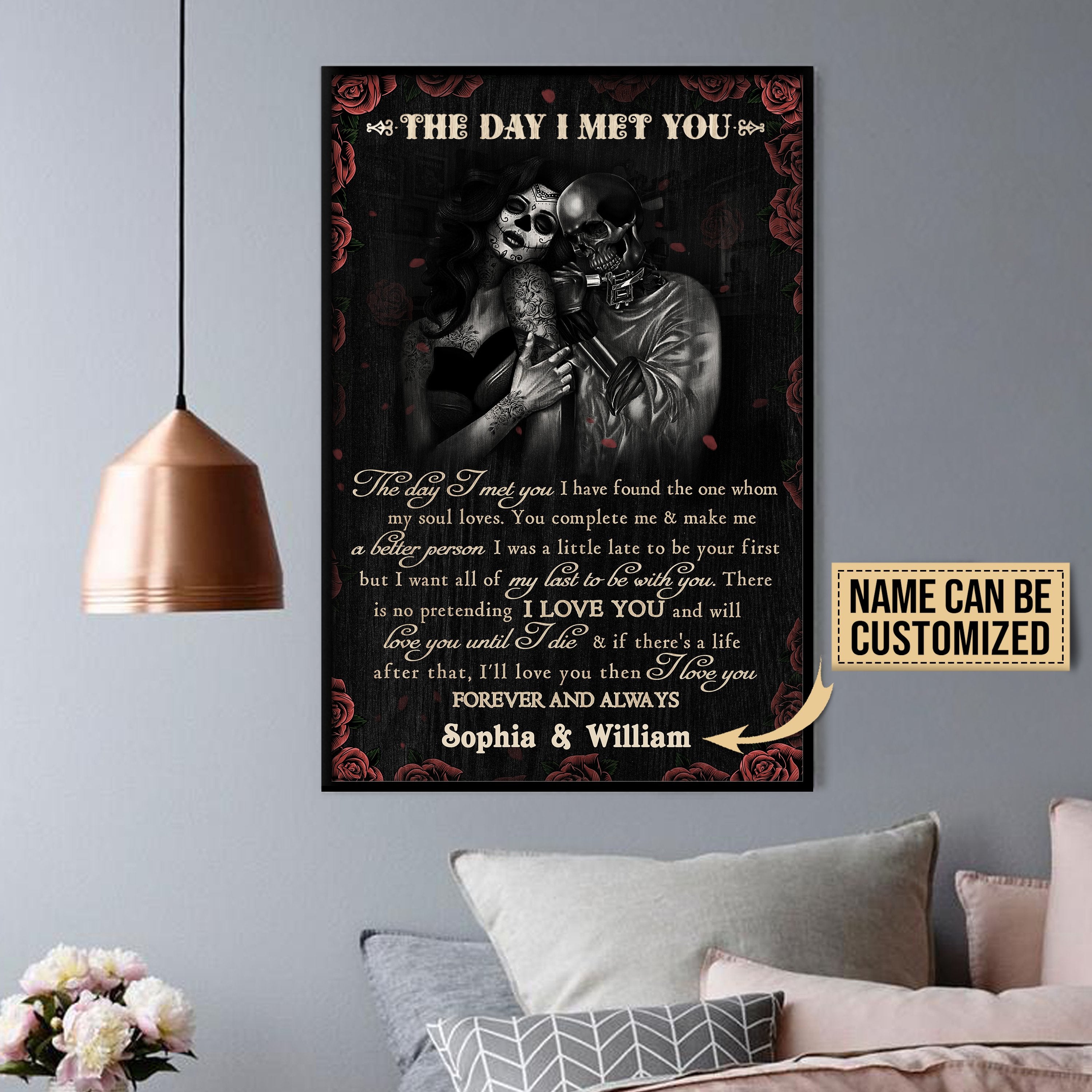 Aeticon Gifts Personalized Tattoo Rose The Day I Met You Canvas Mom Dad Gift Home Decor