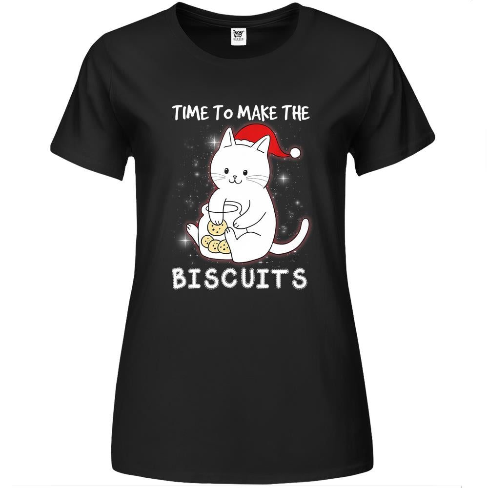 Time To Make The Biscuits Shirt Kitten Cat Kneading Dough Premium Womens T Shirts