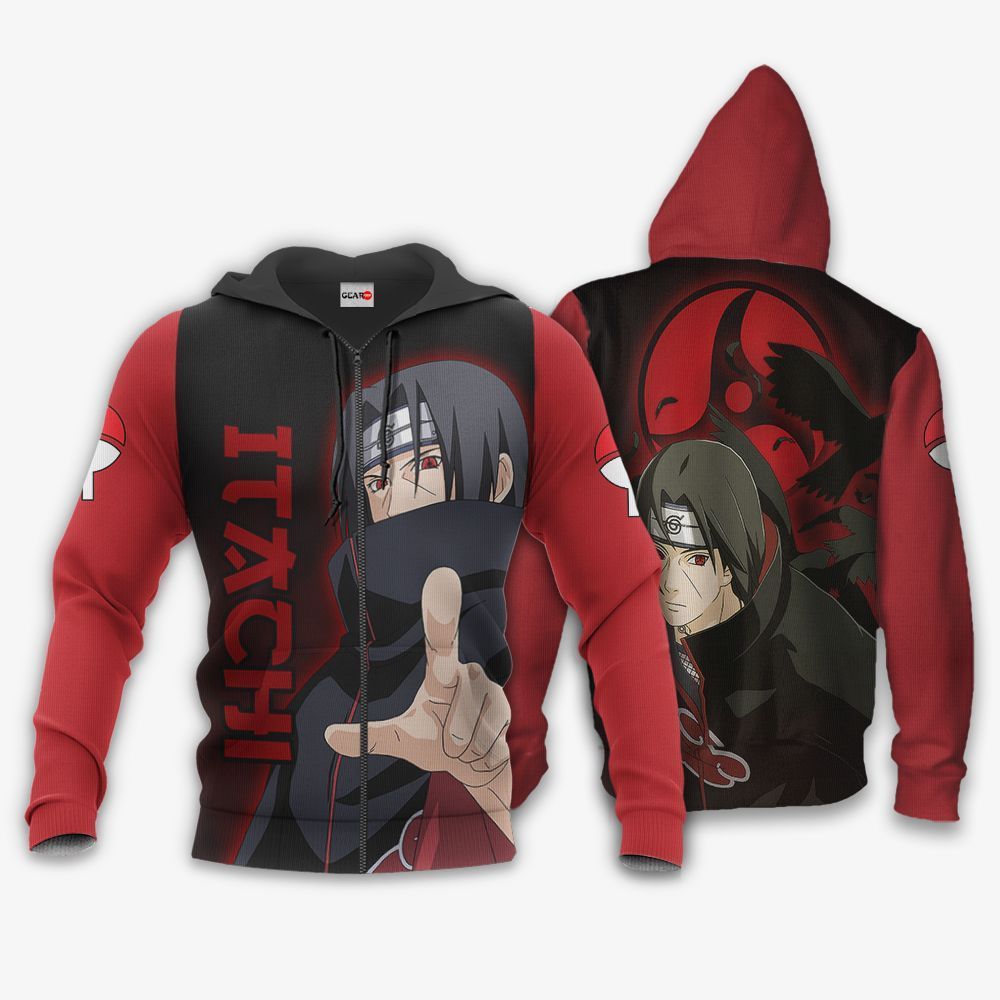 Uchiha Itachi Hoodie Shirt Sharingan Eyes Anime Zip Jacket