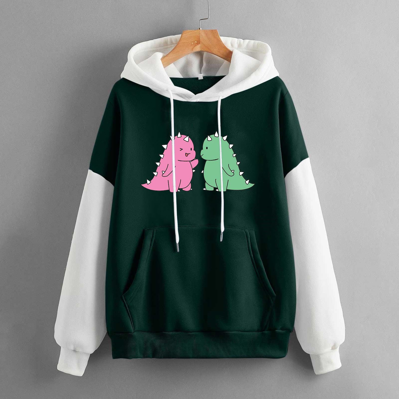 Cute Dinosaur Hoodies Women Casual Hoodie Sweatshirt Long Sleeve Kawaii Graphic Aesthetic Sweatshirts Pullover Top Streetwear alx