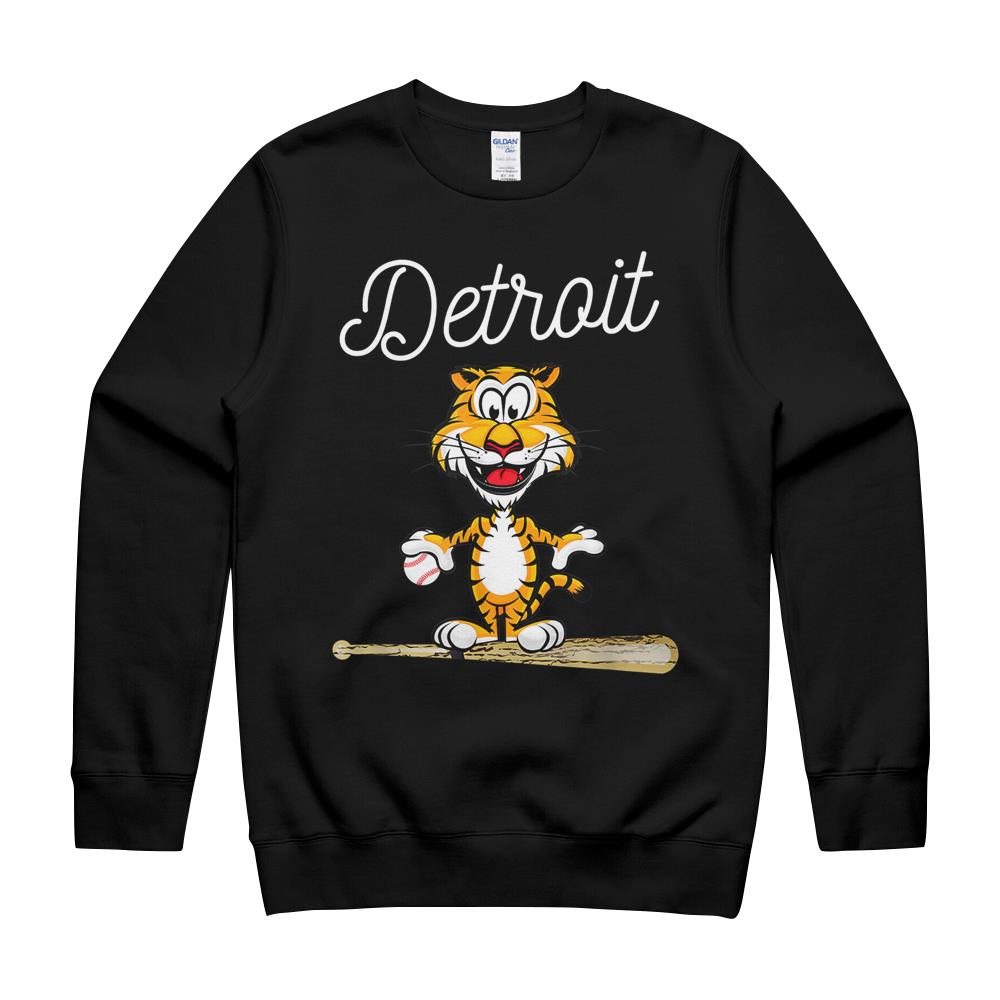 Distressed Tiger Mascot Tshirt For Detroit Baseball Fans Crewneck Sweatshirt