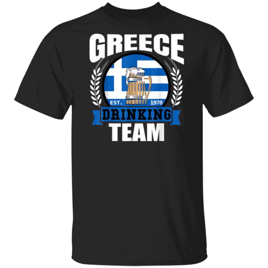 Greece Drinking Team Greek Flag Beer Party Grecian Gift T-Shirt