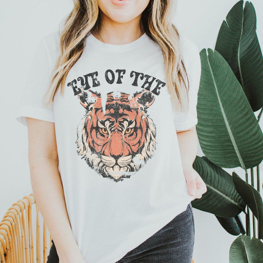 Eye Of The Tiger Cute Retro Shirt, Vintage T-Shirt Woman,  Funny Graphic Tee,  Mothers Day Gift,  Hippie Clothing Women,  Animal Lover Gift