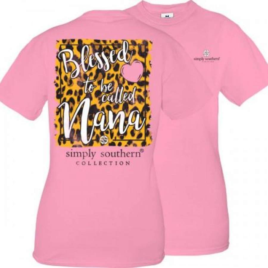 Simply Southern Preppy Blessed To Be Called Nana Leopard T-Shirt