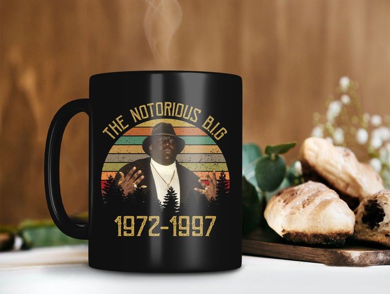 Black Mug RIP The Notorious B.I.G. 1972 1997 Vintage Mug Biggie Smalls Mug Big Poppa Mug Rap Music Lover Gifts Premium Sublime Ceramic Coffee Mug H99