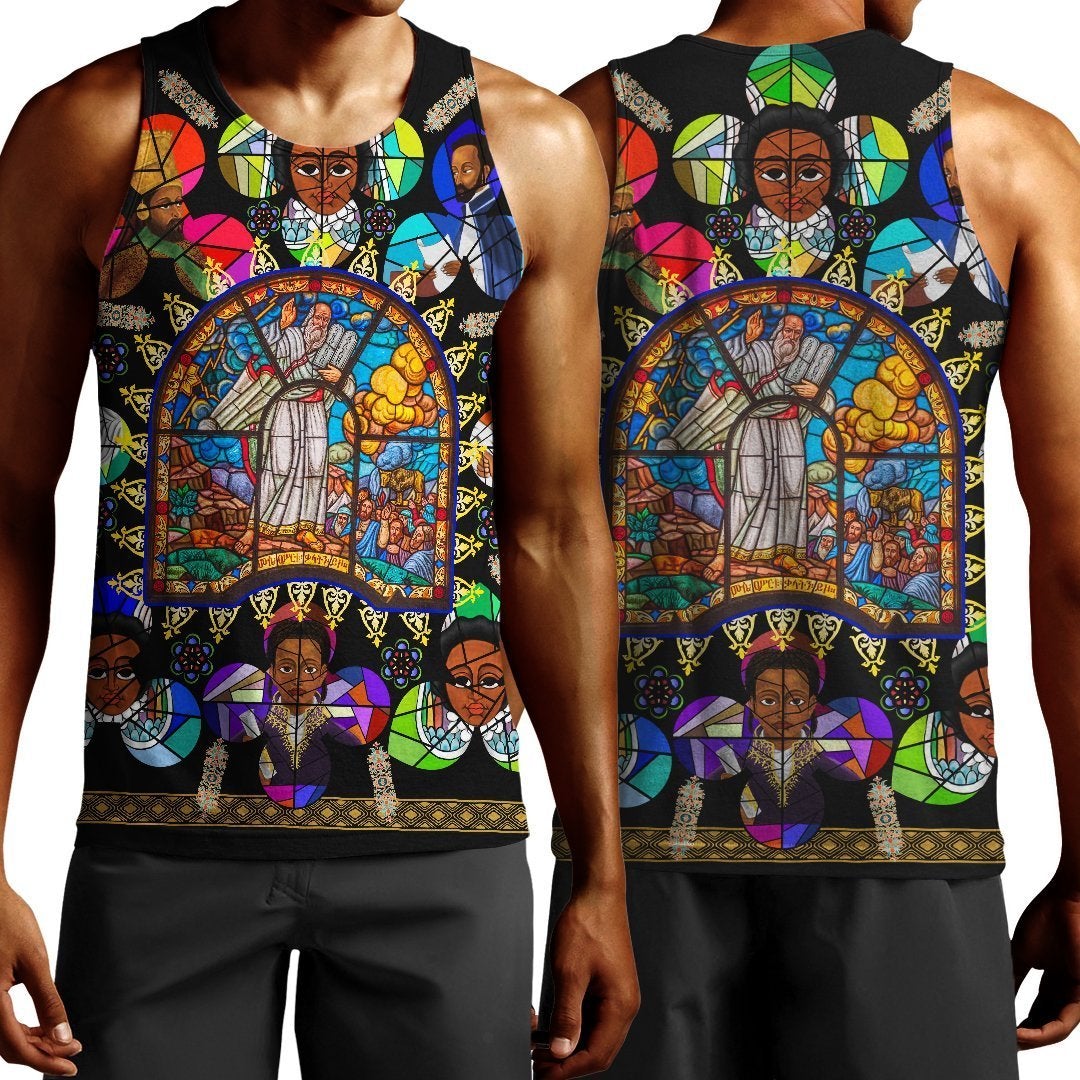 African Tank Top – Ethiopia Stained Glass Window Orthodox Men’S Tank Top