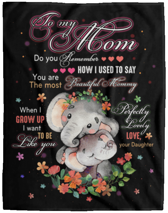 Elephant Mom And Daughter Blanket, Floral Pattern Blanket Gift To Mother From Daughter, Birthday Christmas Blanket Gift To Mom From Daughter Elephant