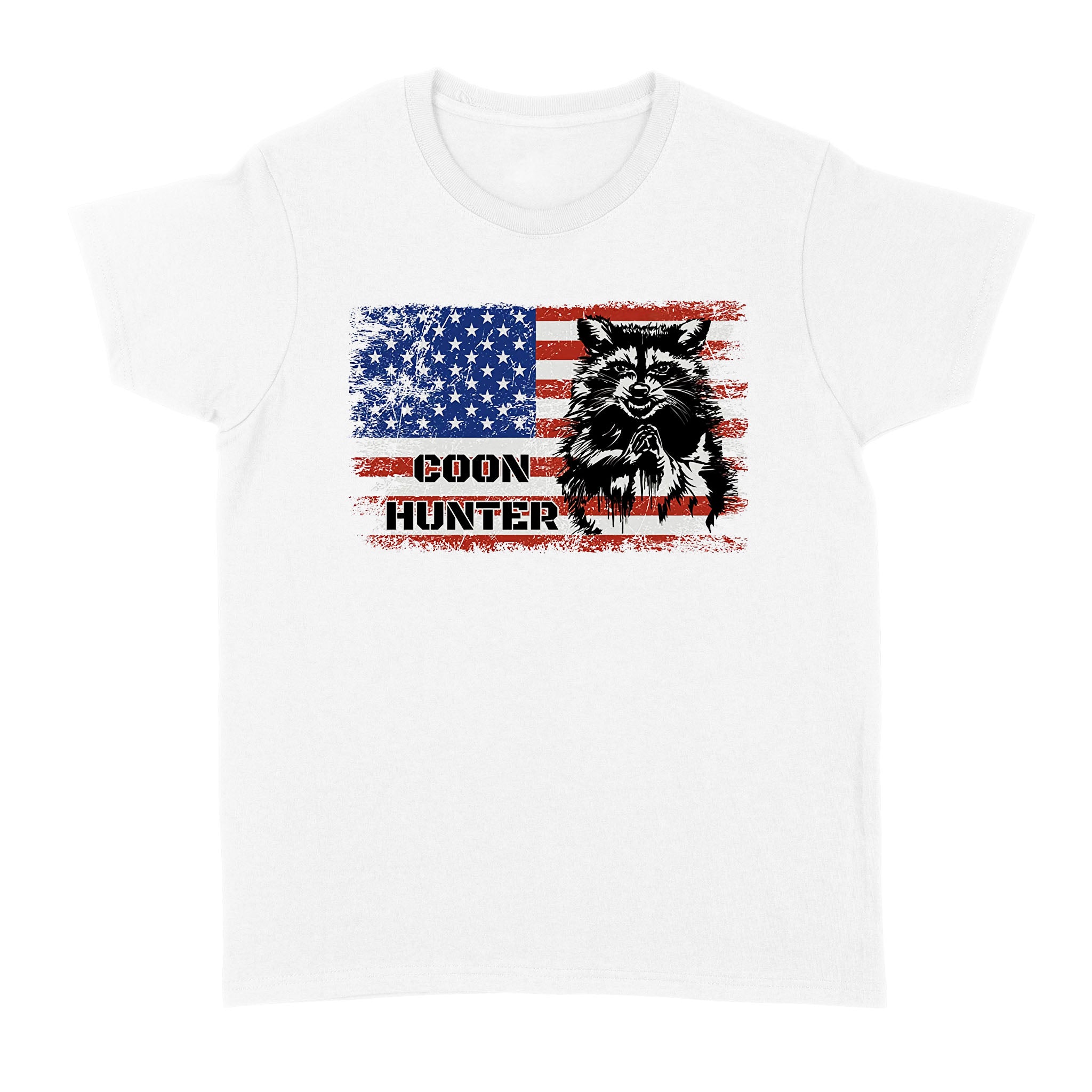 Racoon American Flag Coon Hunter Women T-Shirt – Fsd1149