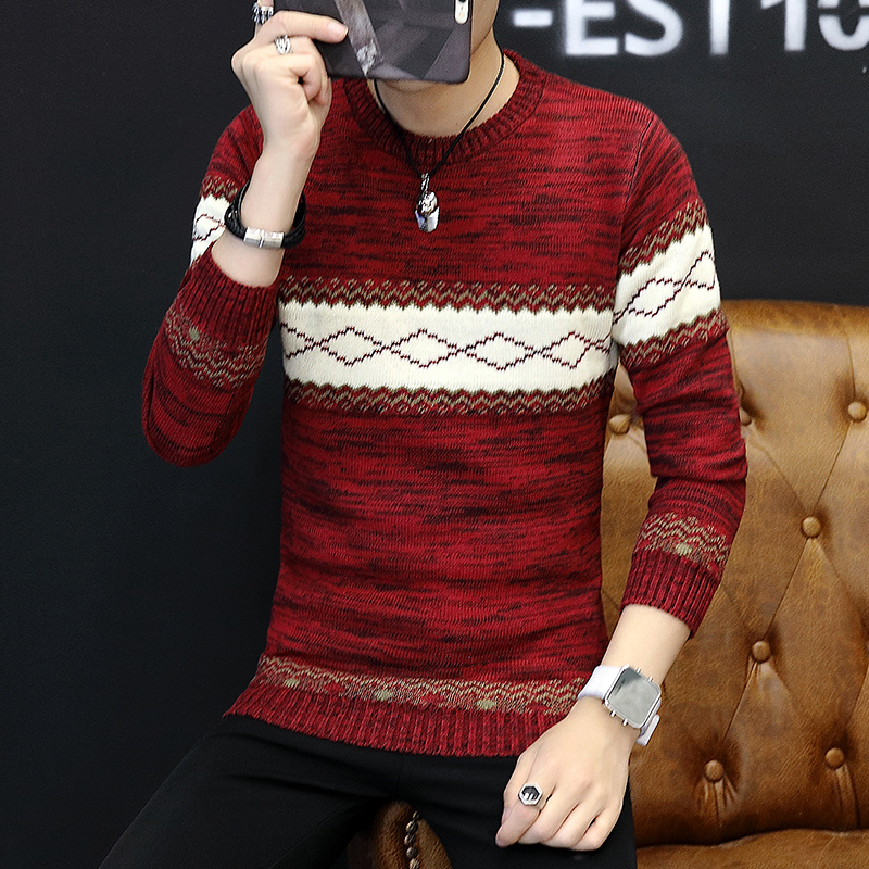 2022 New Men’s Round Neck Long-sleeved Sweater Trend Winter Warm Sweater alx