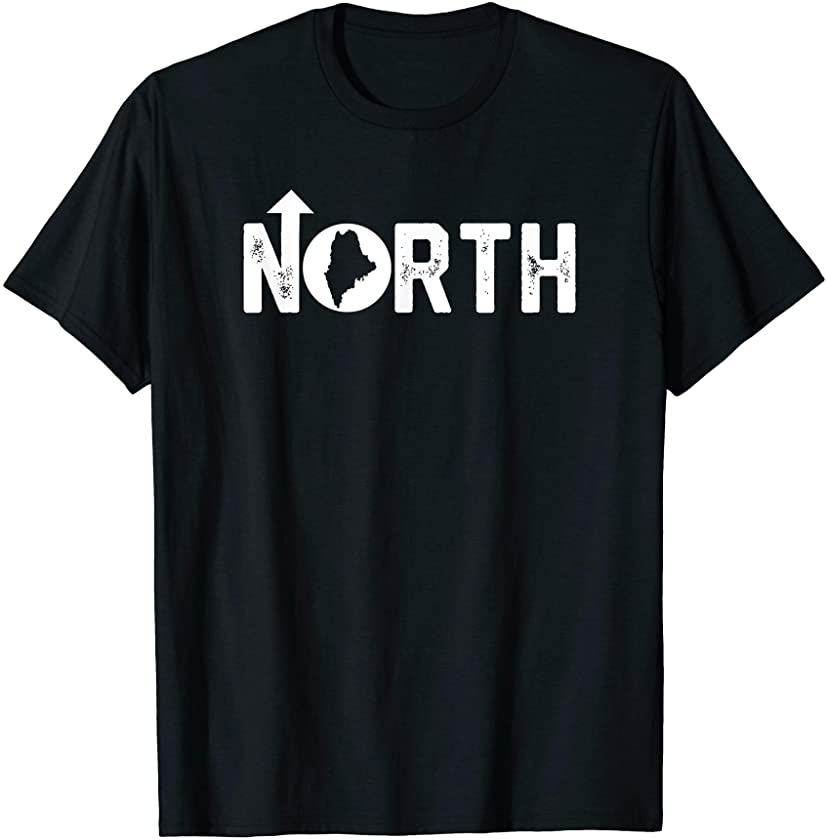 Vintage Up North Maine State Map T-Shirt