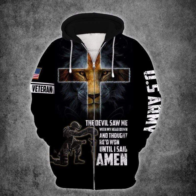 U.S Army Lion God Until I Said Amen Hoodie 3D All Over Print