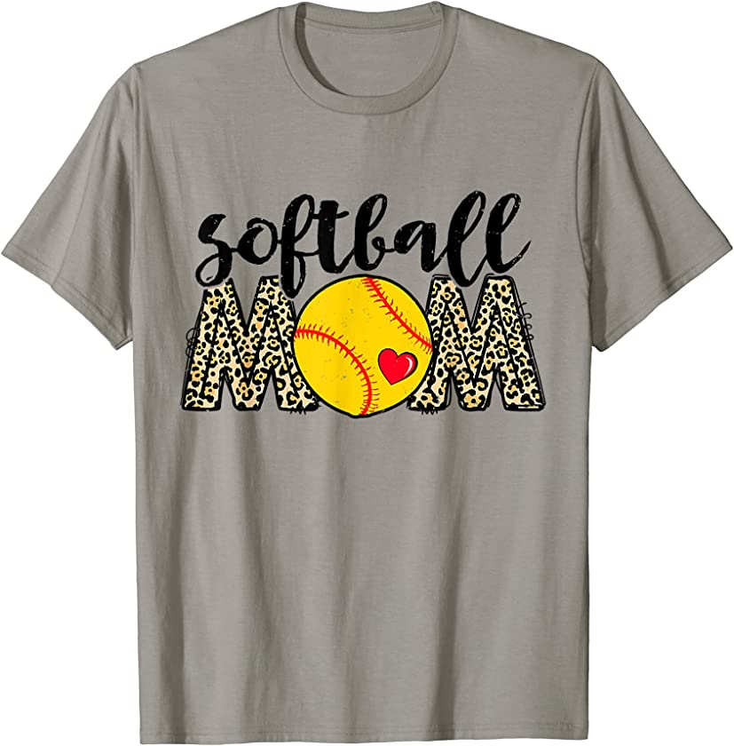 Softball Mom Leopard Baseball Sports Lovers Mother’s Day T-Shirt