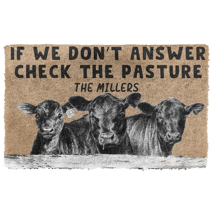 Waybackapparel Check The Angus Cattle Pasture Custom Name 3D Doormat