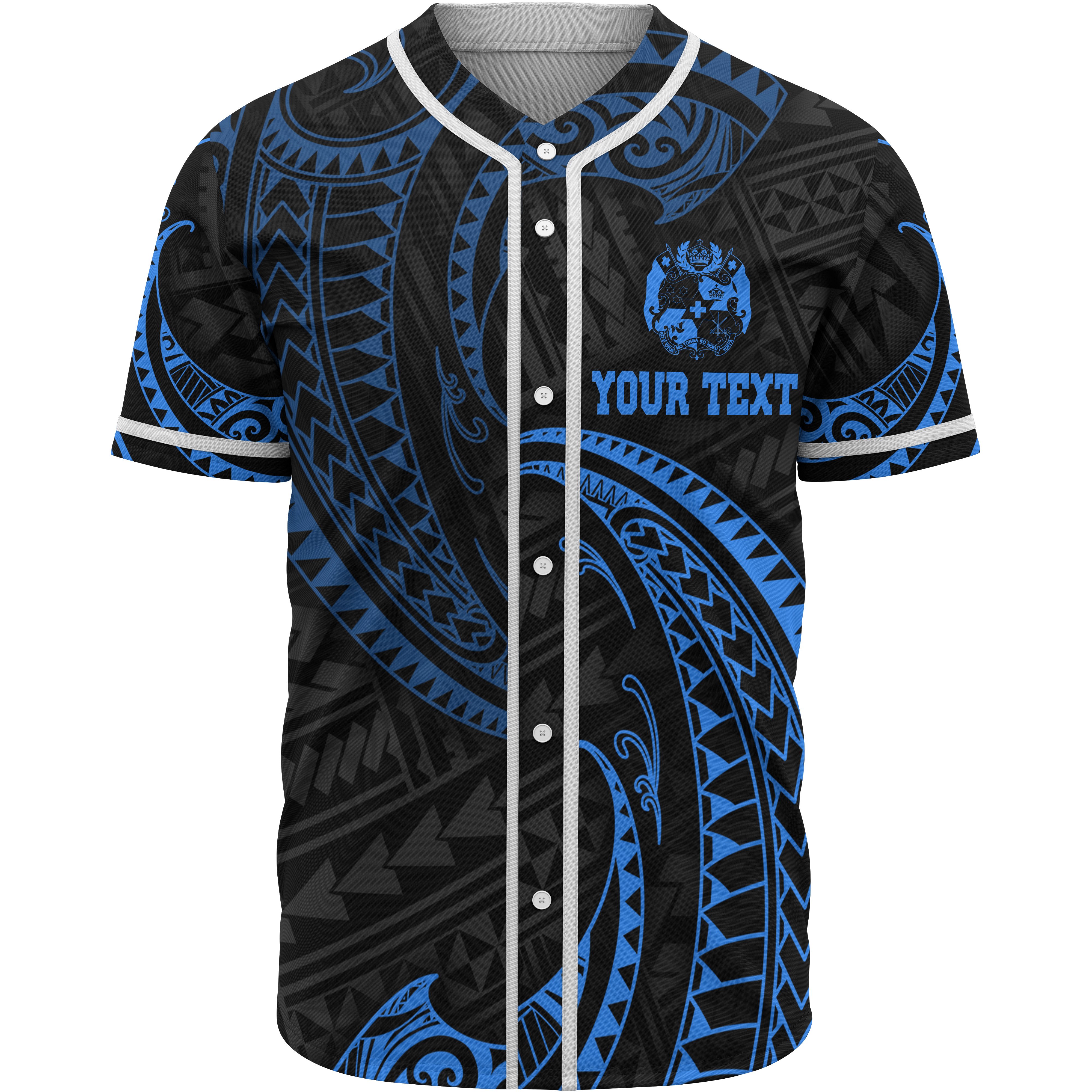 Tonga Polynesian Custom Personalised Baseball Shirt – Blue Tribal Wave – BN12