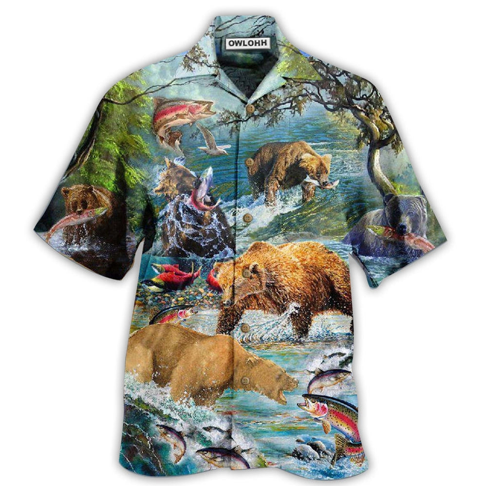 Hunting Animals Amazing Salmon With Bear Hawaii Shirt Ha39596