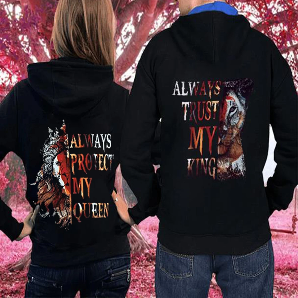 Always Protect My Queen Always Trust My King Hoodie, Lion Couple Hoodie, Husband Wife Hoodie, Couple Hoodie, Lion Hoodie, Unisex Sweater, Sweatshirt