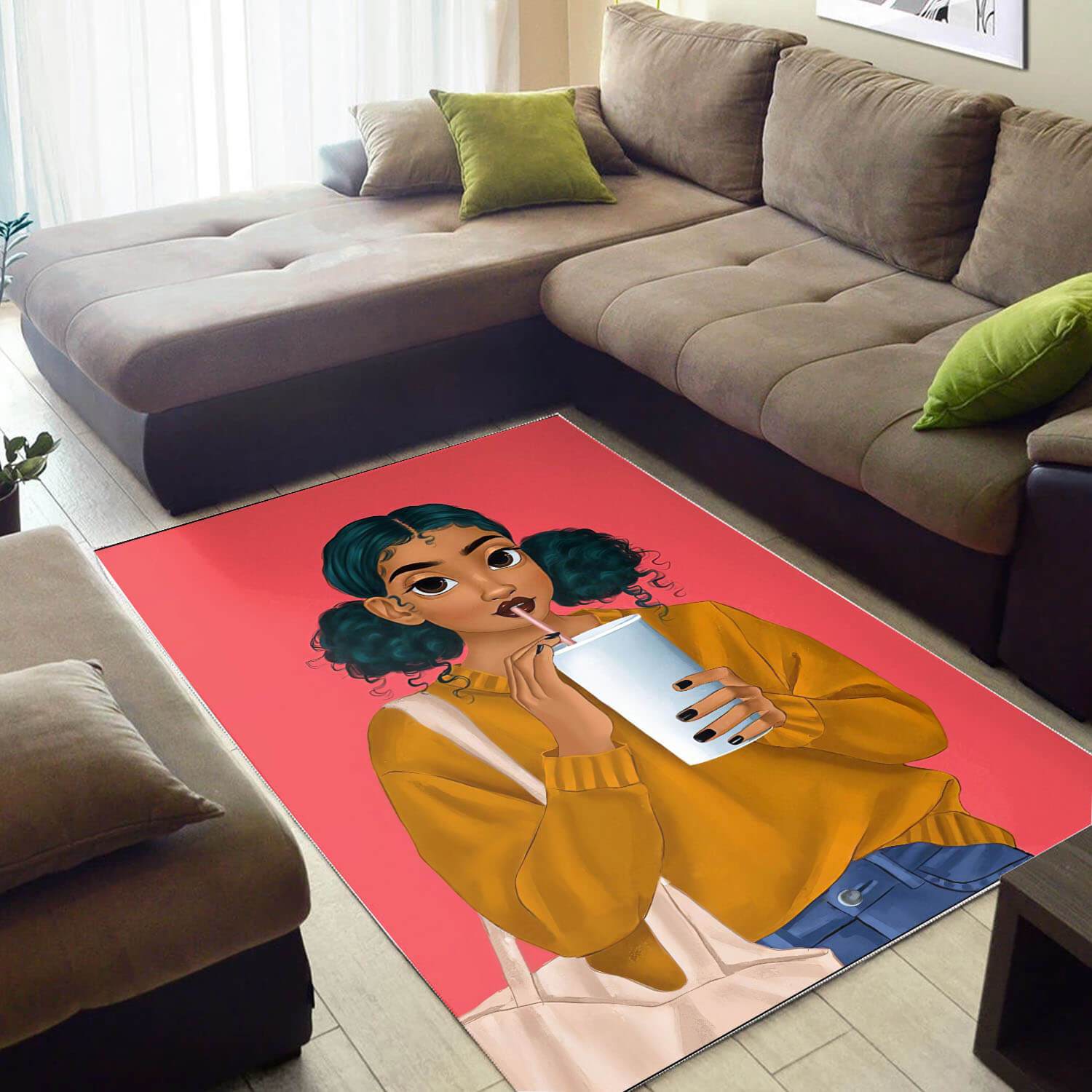 Afrocentric Area Rugs Pretty Afrocentric Lady African American Print Rug African Themed Home Decor WBG16018