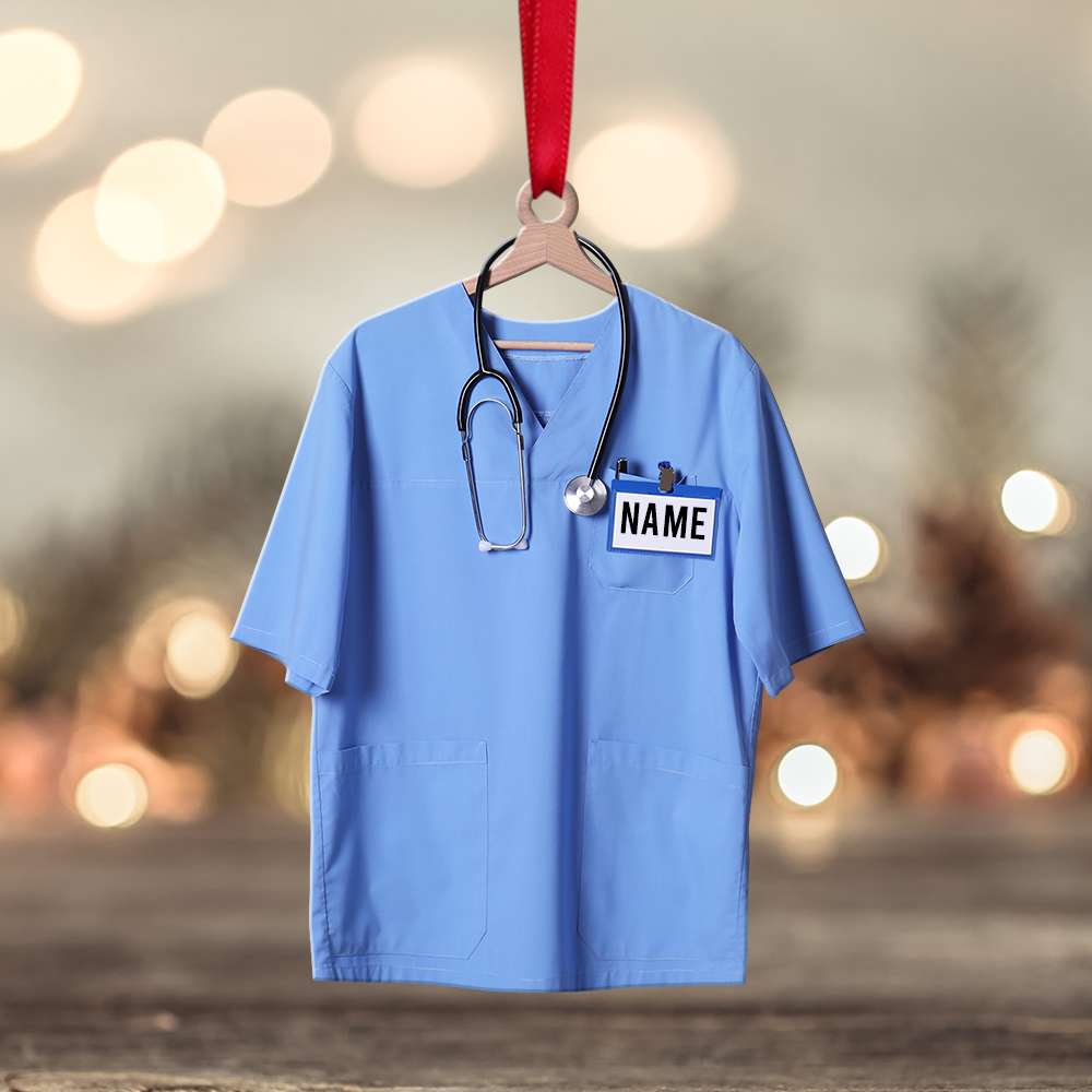 Nurse Scrubs – Personalized Flat Ornament – Gift For Nurse