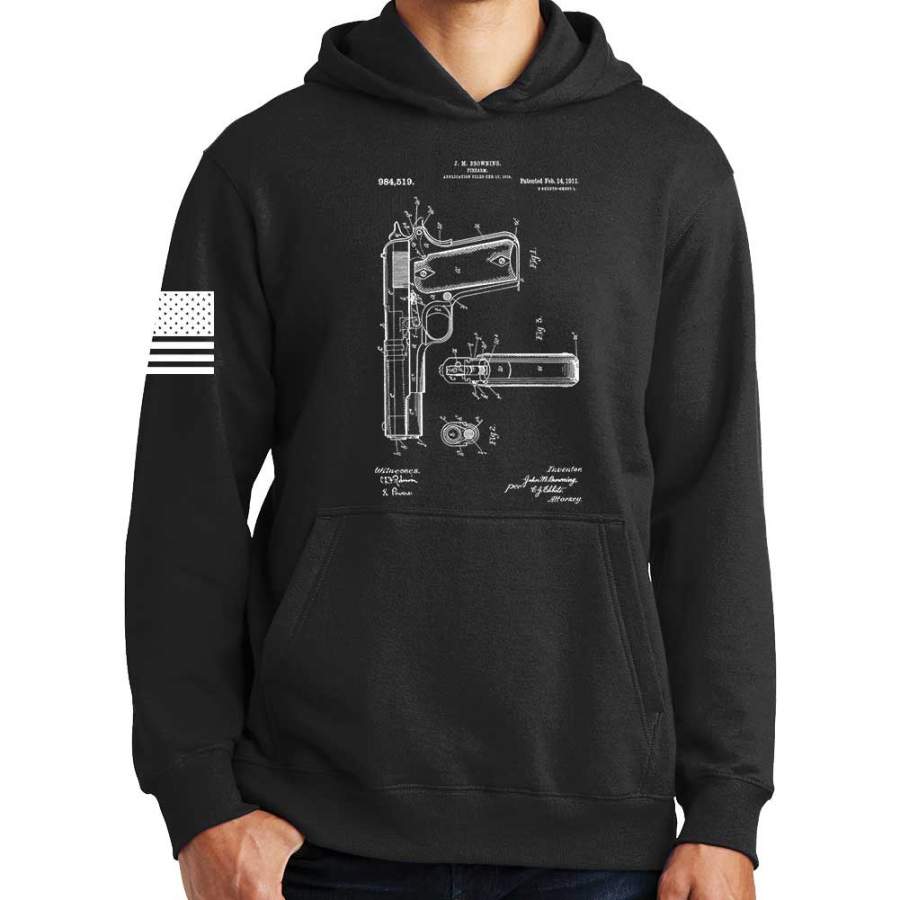 1911 Pistol Blueprint Hoodie