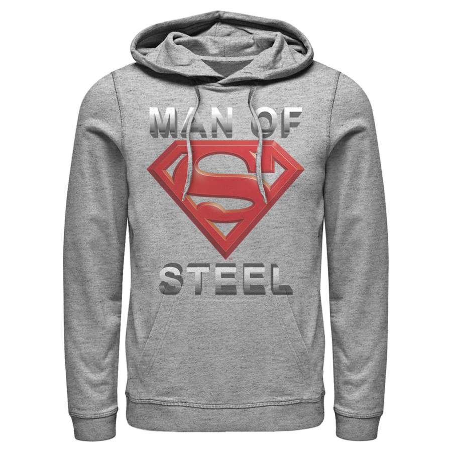 Superman Men’s Man of Steel Beveled Logo  Lightweight Hoodie