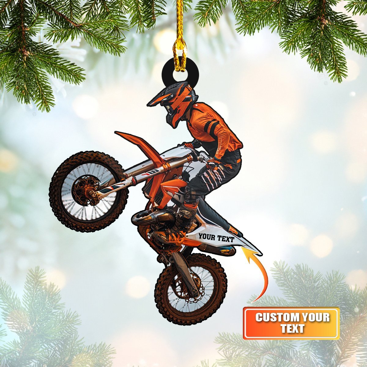 Motocross, Biker, Custom Shaped Ornament 05.1, Rinc98