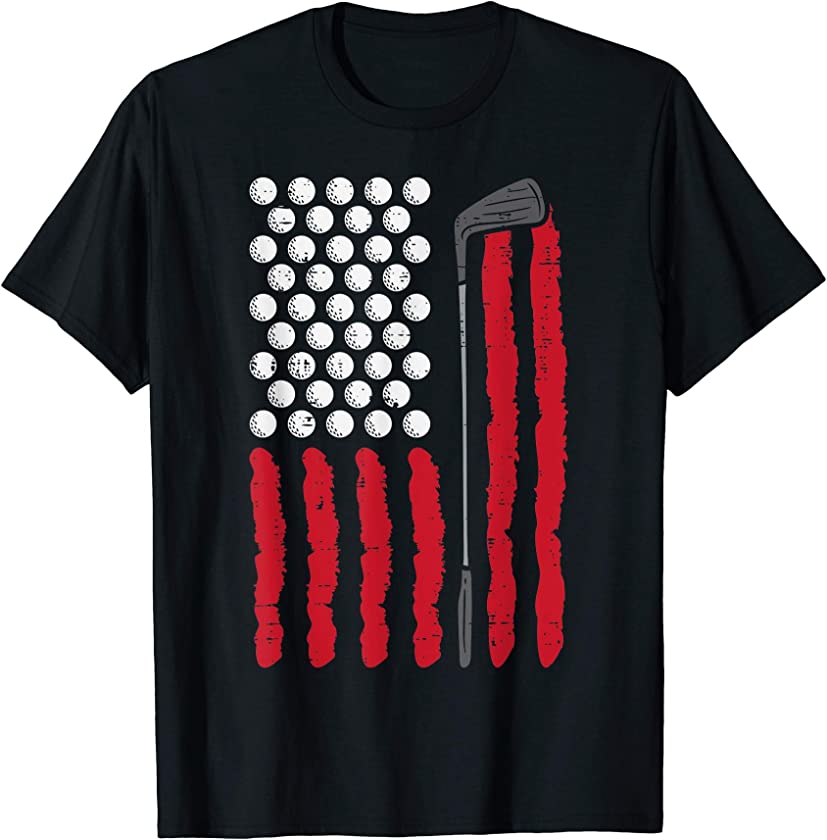 American Flag Golf Balls And Club Vintage Golfing Golfer T-Shirt