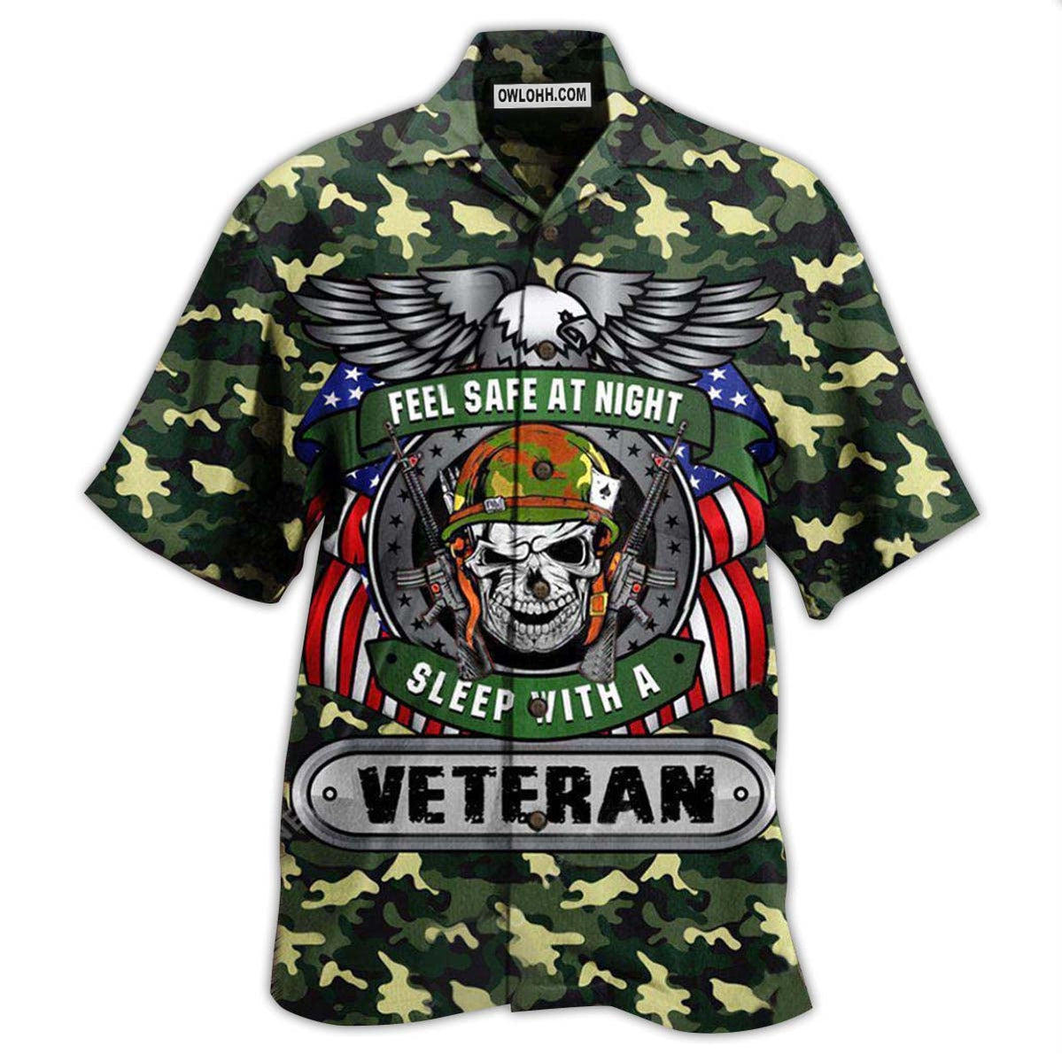 Veteran Feel Safe At Night Sleep With A Veteran – Hawaiian Shirt  – Owl Ohh