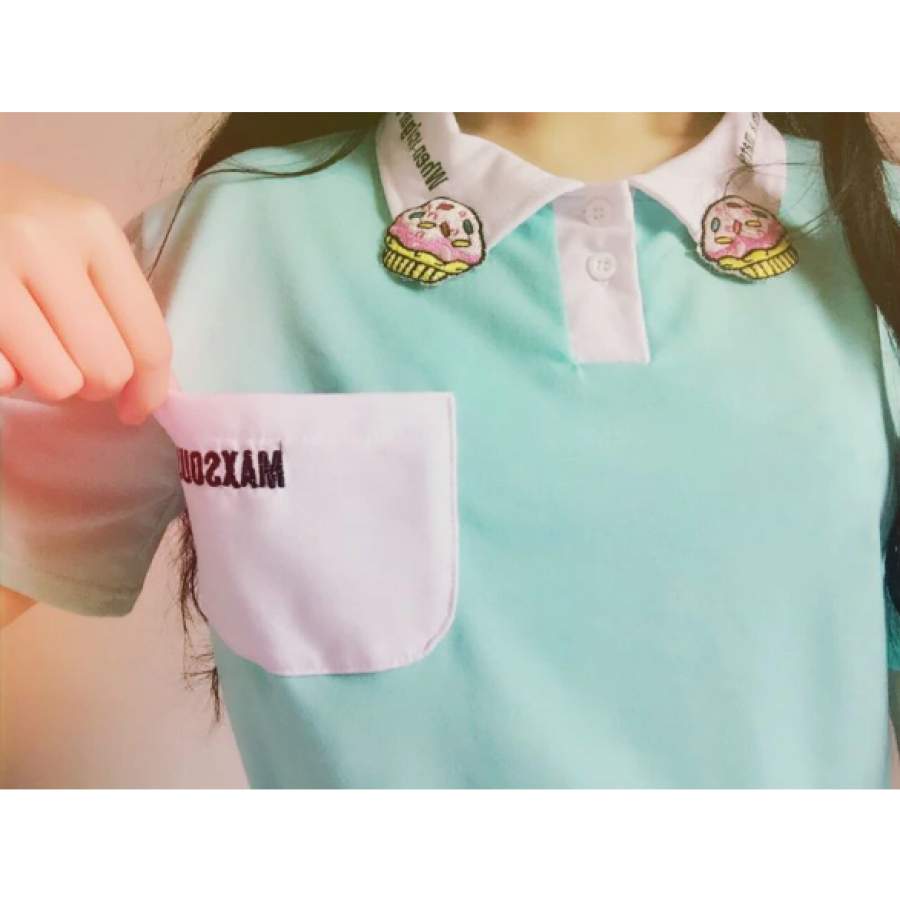 Candy Color Cake Embroidered Casual Shirt