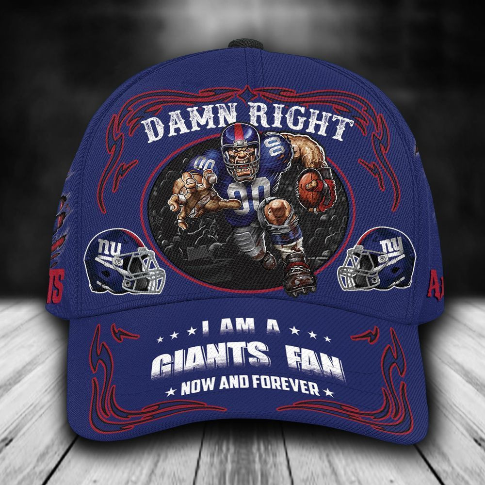 Personalized I Am A New York Giants Fan Mascot All Over Print 3D Baseball Cap – Blue