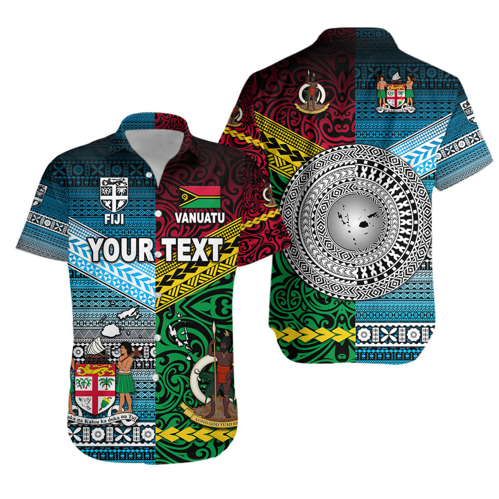 (Custom Personalised) Vanuatu And Fiji Hawaiian Shirt Together – Blue Lt8