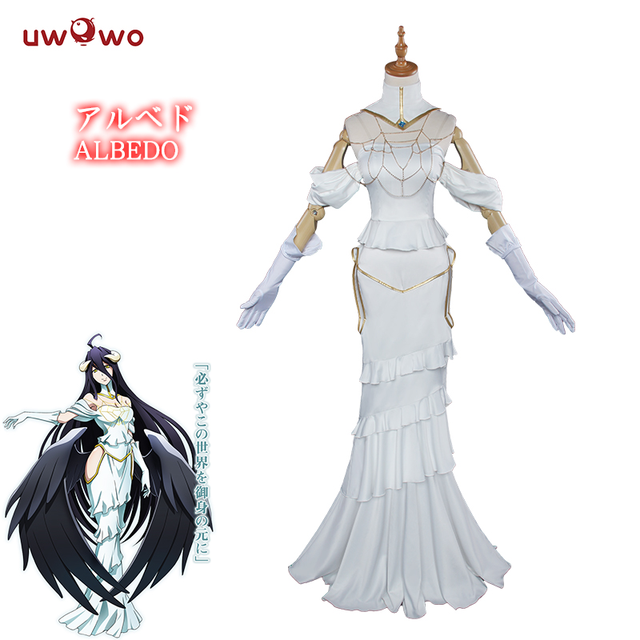 UWOWO Albedo Cosplay Anime Overlord Cosplay Costume Women White Dress Overlord Albedo Costume Halloween Christmas alx