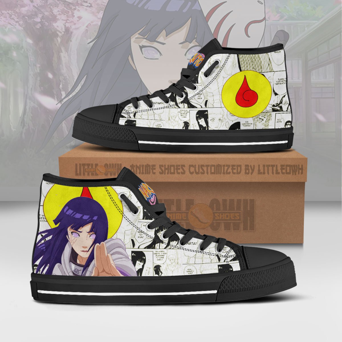 Hinata Hyuga High Top Canvas Shoes Custom Naruto Anime Mixed Manga ...