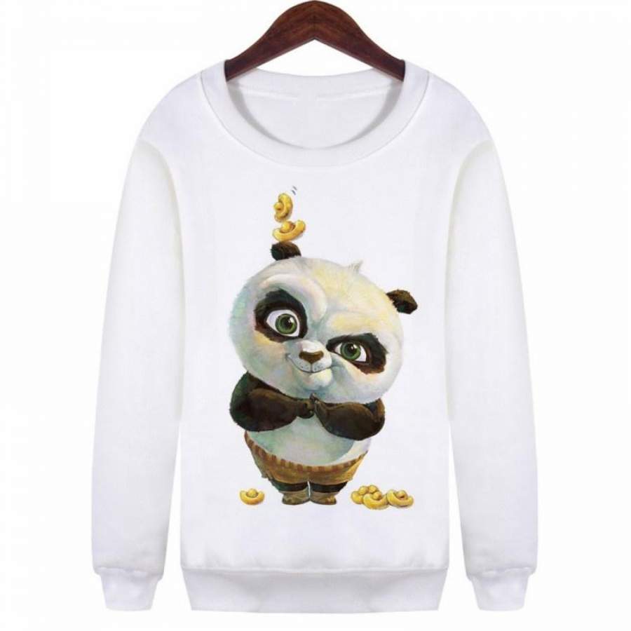 Autumn Newest Design Harajuku Panda Printed Sweatshirt White Women O-Neck Punk Hipster Pullover Fashion Comfortable Sweatshirt