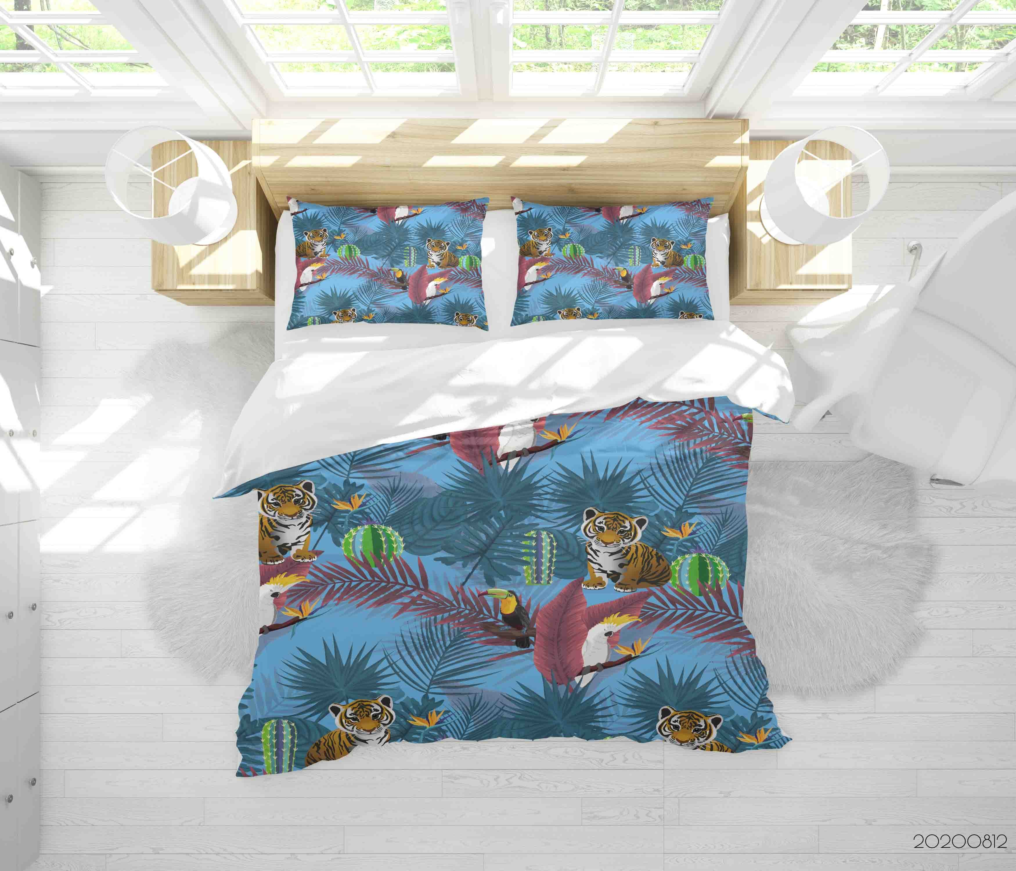 3D Tiger Animal Plant Quilt Cover Set Bedding Set Duvet Cover Pillowcases Lxl