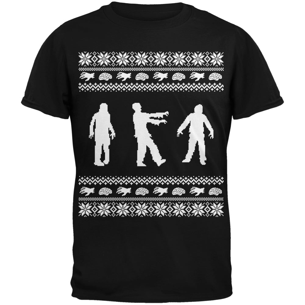 Zombie Ugly Christmas Sweater Black Adult T-Shirt