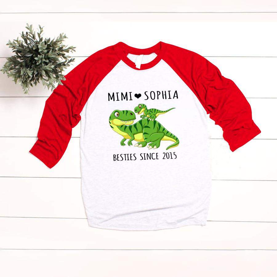 PERSONALIZED MIMI AND GRANDKID DINOSAUR SHIRT