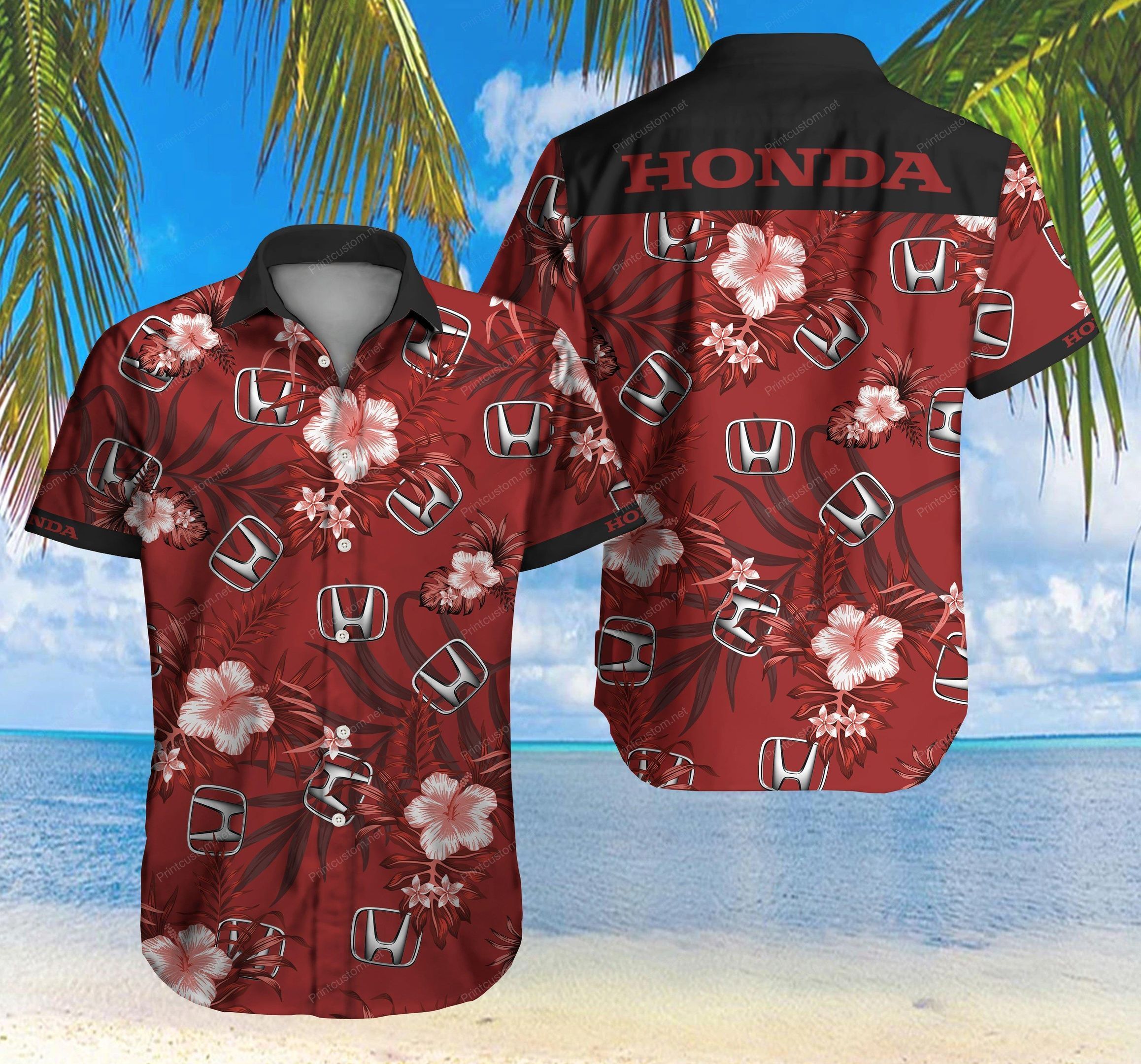 Tlmus Honda Hawaiian Shirt Summer Button Up For Men Beach Wear Short Sleeve Hawaiian Ha74821