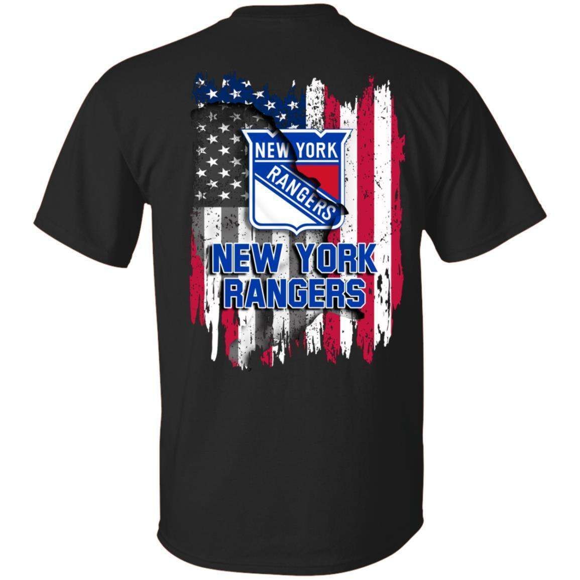 NY Rangers American Flag Hockey T-Shirt Fan 4th July PT06